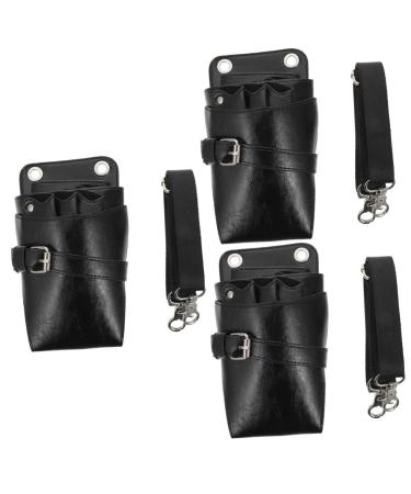 Beaupretty 3st scissors storage bag scissor pocket scissor holster made of leather shear holder for hairdressing bag for tools Scherholster Schernenhahrer leather bag cosmetics 21x12x6cmx3pcs Schwarzx3stk