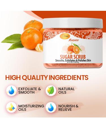 SPA REDI Sugar Body Scrub - Mandarin 16 Oz | Exfoliating Moisturizing & Nourishing for Smooth Fresh Skin - International Shipping - Buy Online on GoSupps.com