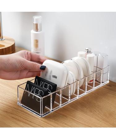 Koomuao Makeup Organizer Plastic Cosmetic Storage Palette with 8 Transparent Compartments for Eyeshadow Contour and Blush Holder for Vanity Countertop and Bathroom