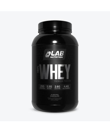 LAB NUTRITION Premium 100% Whey Protein Powder Build muscl Gluten Free 25 g Protein Delicious Chocolate Flavor 2Lbs - 25 Servings.