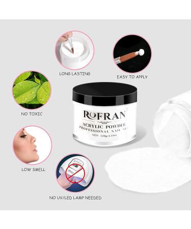 ROFRAN White Acrylic Nail Powder 4.23oz - Professional Odor-Free Nail System for Long-Lasting Nail Extensions - Large Capacity Powder, No Lamp Curing Required - Buy Online on GoSupps.com
