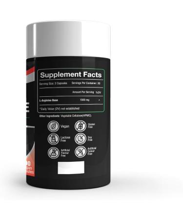 Laperva Nitro L-Arginine 1500mg Capsules - Nitric Oxide Booster - for Pump & Performance Increase Muscle Mass & Libido - Vegan - Gluten Lactose & Soy Free - (90 Vegan Capsules) - Buy Online on GoSupps.com