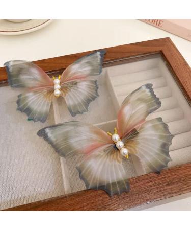 Handmade Butterfly Hair Clips Set - Organza Wings & Pearl Barrettes for Women & Girls - Buy Online on GoSupps.com