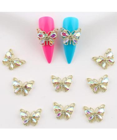 10pcs Shiny Zircon Butterfly Nail Charms - Alloy Rhinestones for Nail Art - Colorful Nail Jewels & Supplies - Buy Online on GoSupps.com