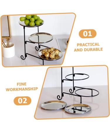 FELTECHELECTR 1 Set Three Tier Fruit Bowl Perfume Display Stand Fruit Dish Food Tray for Desktop Snack Basket Fold Silver 24x23cm - Buy Online on GoSupps.com