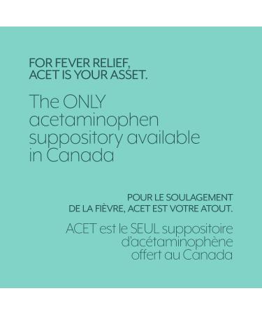 ACET Suppository for Fever & Pain 650mg - Fever Reducer Suppositories for Kids (12 & up) & Adults - Comfortable & Safe Acetaminophen Suppository - For Rectal Use Only ACET - 650 - Buy Online on GoSupps.com