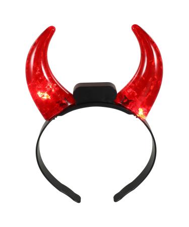 PATKAW Led Devil Horns Headband Light up Headband Demon Hair Hoop Flashing Headwear for Halloween Cosplay Costume Birthday Party Accessories