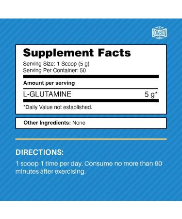 Donson L-Glutamine Powder 250g For Post Workout Muscle Recovery Immunity Digestive Health Pure Unflavoured L-Glutamine Powder 50 Servings - Buy Online on GoSupps.com