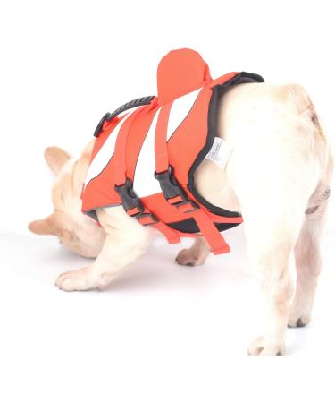 Hofrenchies Dog Chest Hair Hoi Schwimmewest - Pet Safety Bathing Suit Lifeguard Vest for French Bulldog (Size M Clownfish) - Shop Now! - Buy Online on GoSupps.com