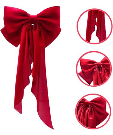 FRCOLOR Satin Ribbon Hairpin Bow Hair Clips Hair Clips for Makeup Barrettes for Thick Hair Ribbon for Hair Satin Hair Ties Hair Barrettes Hair Ribbons Miss Halloween Accessories Red Fabric - Buy Online on GoSupps.com