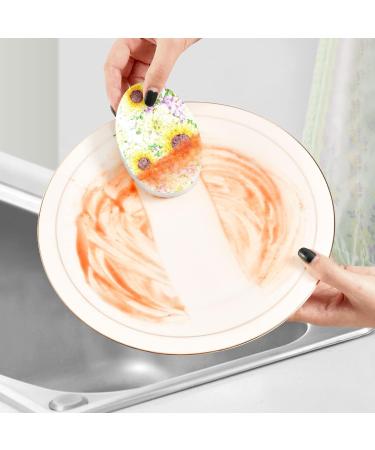 3-Pack Cleaning Kitchen Sponges Oval Abstract Elegance with Floral Kitchen Cellulose Dishwashing Wood Pulp Cotton - Buy Online on GoSupps.com
