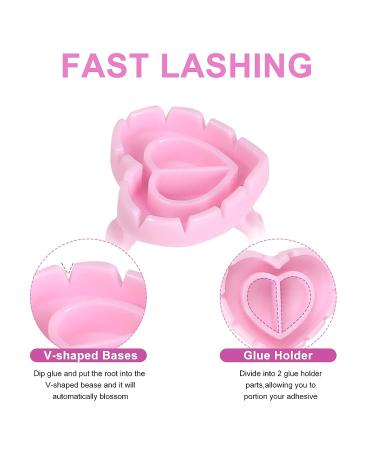 Fawyteng 100pcs Pink Lovely Heart Shape Glue Rings for Eyelash Extensions - Disposable Lash Glue Cups and Holder - Buy Online on GoSupps.com