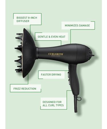 Buy Curlsmith Defrizzion Travel Hair Dryer - Perfect for Curly Hair Reduces Frizz 3 Speeds & Heat Settings Infrared Ceramic Technology - Buy Online on GoSupps.com