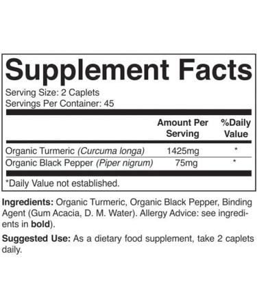 Brieofood Organic Turmeric with Black Pepper 1500mg - 45 Servings - Vegetarian - Gluten Free - 90 Tablets - Buy Online on GoSupps.com