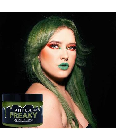 Attitude Semi-Permanent Hair Dye Cream - Vegan Freaky Olive 135ml | Perfect for Cosplay Carnival & Motto Parties | Olive Green Hair Color - Buy Online on GoSupps.com