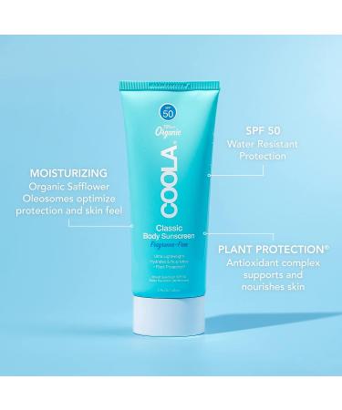 COOLA Organic Sunscreen SPF 50 Body Lotion - Dermatologist Tested, Vegan, Gluten Free - Fragrance Free - 5 fl oz - Buy Online on GoSupps.com