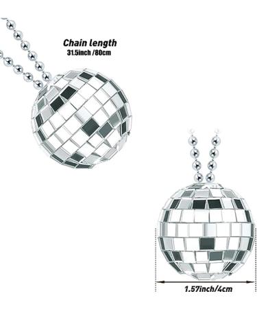 Vsilay 70s Style Mirror Disco Ball Necklace - Vintage Silver Costume Accessory for Women | Trendy eCommerce Shop - Buy Online on GoSupps.com