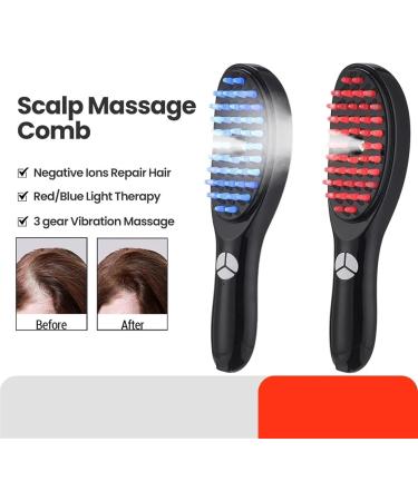 Sonic Vibration Scalp Massage Comb with Light Therapy - Anti-Hair Loss & Anion Spray Hair Growth Brush for Stress Relief - Buy Online on GoSupps.com