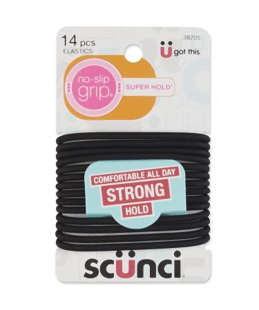 Scunci Black Gel Elastics No-Slip Grip Strong Hold 42 Count (3-Pack) - Ponytailers - Buy Online on GoSupps.com