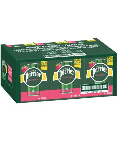 Perrier Raspberry Carbonated Natural Spring Water with Natural Flavour No Calories No Sweeteners No Sodium 330ml Pack of 24 Cans - Buy Online on GoSupps.com