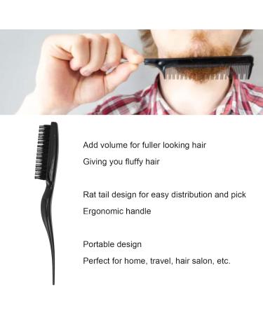 Teasing Hair Brush Portable Styling Comb Ergonomic Rat Tail Handle Home Travel (Black) - Buy Online on GoSupps.com