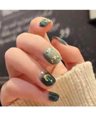 Sethexy 24-Piece Glossy Squoval False Nails - Chic Moon Star Gradient Short Acrylic Nail Tips for Women & Girls | International Shipping Available - Buy Online on GoSupps.com