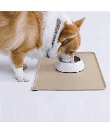 AUDWUD Silicone Waterproof Pet Feeding Mat - Anti-Slip Dog & Cat Bowl Mat 71x46 cm - Taupe - Buy Online on GoSupps.com