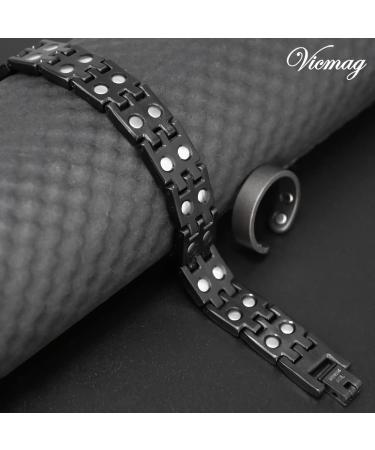 Vicmag Magnetic Bracelet for Men - Titanium Steel Double Row Adjustable Magnet Bracelet (Wheat Black Blue) - Stylish & Durable - Buy Online on GoSupps.com
