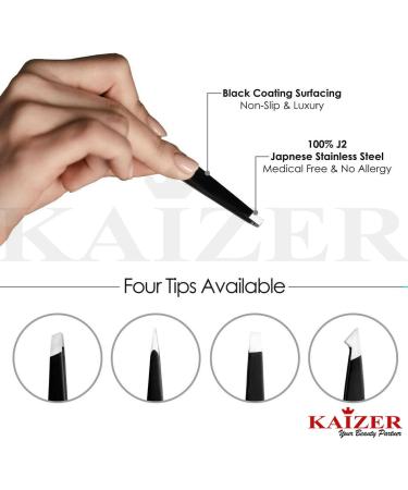 Precision Stainless Steel Tweezer Set for Eyebrows | 4 Pcs for Ingrown Hair, Blackhead & Splinter Removal | KZR-01 - Buy Online on GoSupps.com