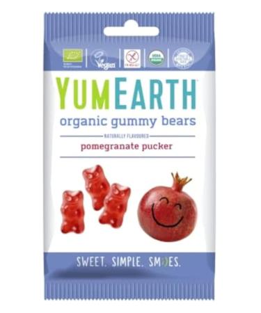 YumEarth YUMEARTH - Organic Vegan and Gluten-Free Pomegranate Bears - Soft Bear-Shaped Candies - Pomegranate Flavor - Classic & Timeless - 12 x 50g Bags