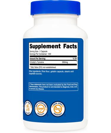 Nutricost N-Acetyl L-Tyrosine (NALT) 350mg 120 Capsules (2 Bottles) - Gluten Free Non-GMO 120 Count (Pack of 2) - Buy Online on GoSupps.com