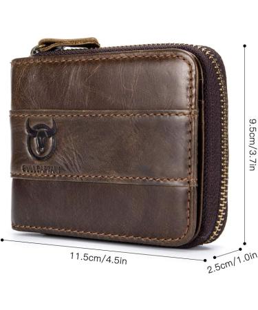Leather Bifold Zipper Wallet for Men Travel Purse Pouch Gift Black - Buy Online on GoSupps.com