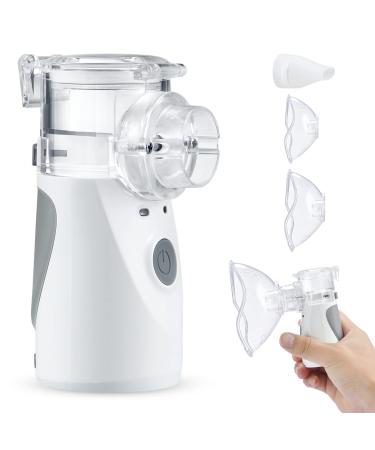 Nebulizer Machine for Kids and Adults - Portable Nebulizer Ultrasonic Mesh Nebulizer Effective Treatment of Breathing Problems Personal Steam Inhaler for Home Travel Use Grey