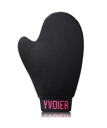 YVOIER Self Tanner Mitt Applicator - Elastic Wrist Plus Thumb Tanning Mitten Self Tan Mitt Velvet Self Tanning Mitts Self Tanner Applicator Self Tanning Gloves Sunless Tanner Mitt Black&Pink Mitt