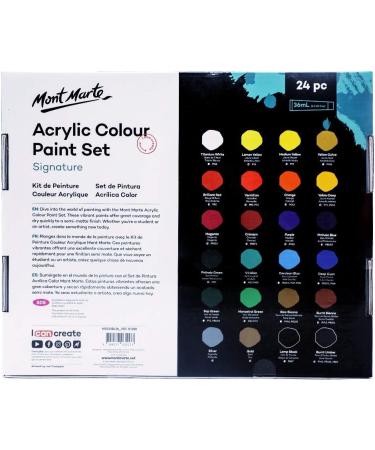 Mont Marte Acrylic Paint Set 24 Colors 36ml - Ideal for Canvas, Wood, Fabric, Leather, and Crafts - 24 Count - Buy Online on GoSupps.com