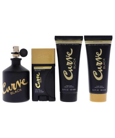 Liz Claiborne Curve Black 4.2oz EDC Spray 3.4oz After Shave Balm 3.4oz Shower Gel 1.7oz Deodrant Spray Men 4 Pc Gift Set - Buy Online on GoSupps.com