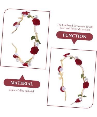Mikinona Pearl Headband Hair Accessories for Women Hairband for Women Hair Headband Women Headbands for Hair Flower Headband Girls Hair Ties Women Headpiece Bride Red Rose Hand Made Alloy - Buy Online on GoSupps.com