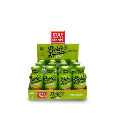 Pickle Hydrate Shot for Cramps Relief- Electrolyte Replacement Pickle Juice Drink Extra Strength, Sugar-Free, Rehydration Pickle Brine Sports Drink with no Caffeine Gluten-Free (2 Oz-12-Pack) 2 Fl Oz (Pack of 12) Classic Pickle