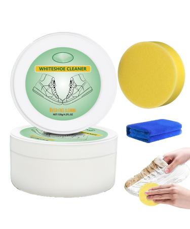 Multi-Functional Cleaning and Stain Removal Cream 2024 New White Shoe Cleaner Water-Free Cleaning Cream with Sponge (1PCS) 40 g (Pack of 3)