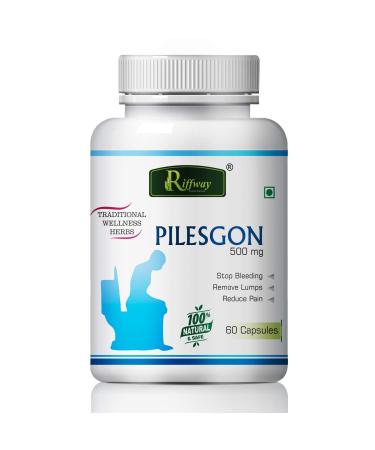 Riffway Pilesgon Capsule Piles Capsules- Shrinking Treatment ! Soothing Relief Calms Itching & Burning. Natural Herbal Remedy(.60caps-Pack of 1)