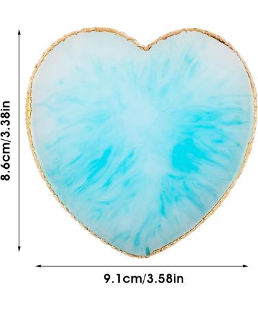 Sibba Resin Nail Art Palette Nail Mixing Palette Polish Color Mixing Plate Golden Edge Nail Holder Display Board Heart Shape Cosmetic Mixing Tools (Blue) - Buy Online on GoSupps.com