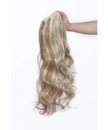 Long Ponytail Hair Extension: 24 Inch Curly Sandy Blonde & Bleach Blonde Claw Clip-In Hairpiece - Buy Online on GoSupps.com