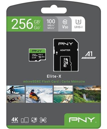 PNY 256GB Elite-X Class 10 U3 V30 microSDXC Flash Memory Card - 100MB/s | 4K UHD, Full HD, A1, UHS-I | 256GB Flash Card - Buy Online on GoSupps.com
