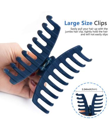 Big Hair Claw Clips Set - Trendy Matte Plastic Clips for Women - Cute Acrylic Banana Jaw Clips - Hair Styling Accessories in Pink and Navy Blue - Buy Online on GoSupps.com