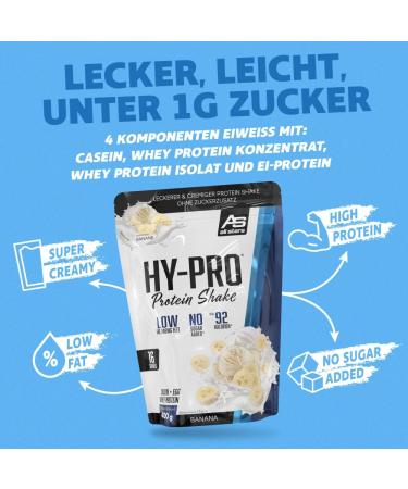 All Stars Hy-Pro Banana Protein Shake 400g | 20g Protein Per Serving | Sugar-Free Protein Powder for Fitness - Buy Online on GoSupps.com