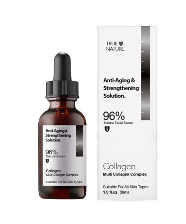 Anti Aging Facial Serum Sensivite Skin Face 30ml 1fl oz by TRUE NATURE SKINCARE Vitamin C Hyaluronic Acid Daily Skincare Collagen Peptide (Collagen)