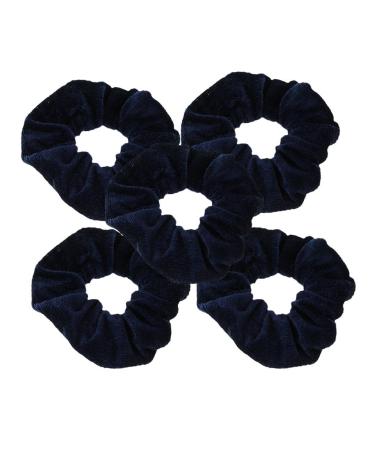 Fenteer 5 Velvet Scrunchies - Elastic Hair Ties & Ponytail Holders for Women in Navy Blue | Trendy Hair Accessories - Buy Online on GoSupps.com