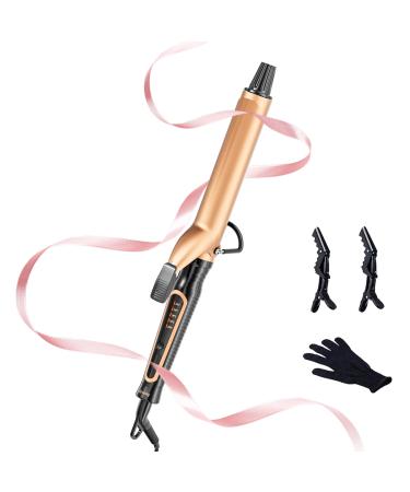 Svoky Hair Curler 32mm Curling Tongs Tourmaline Ceramic Large Barrel Curling Tongs for Short to Long Hair 1.25" Curling Iron Hair Curling Wand with 5 Temp Setting 150 230 Dual Voltage Champagne Gold