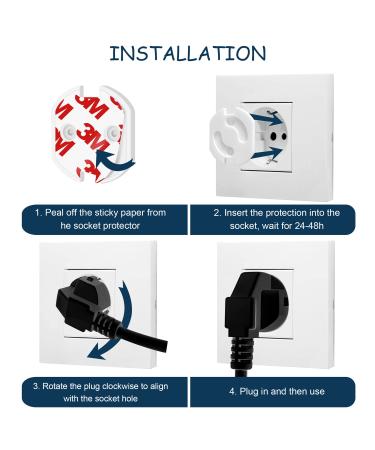 Kimsky Child Safety Sockets - 30-Piece Set with Rotary Mechanics & Adhesive Tape | Baby & Kids Socket Protection - Buy Online on GoSupps.com