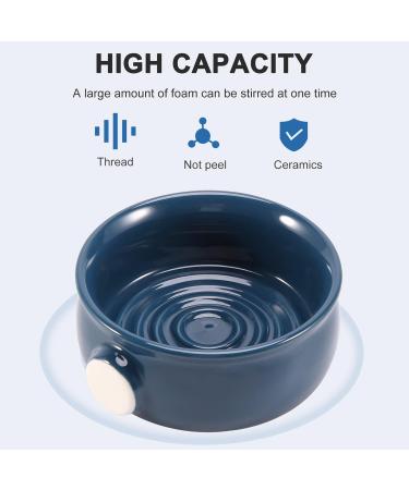 KMKO Ceramic Men's Shaving Mug Bowl Cup Thread Bottom Wide Mouth for Shave Brush and Shaving Soap Dark Blue - Buy Online on GoSupps.com